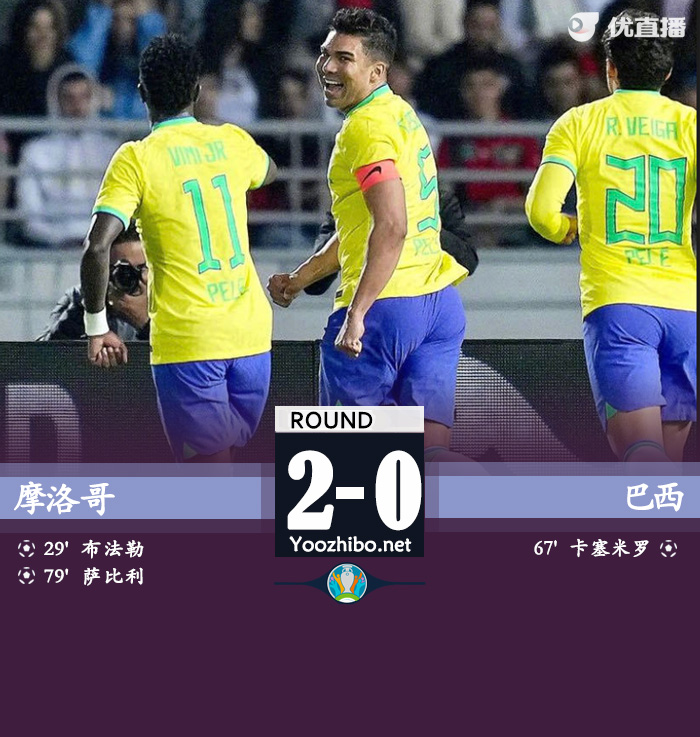 摩洛哥2-1巴西 萨比里绝杀布努送礼卡塞米罗破门