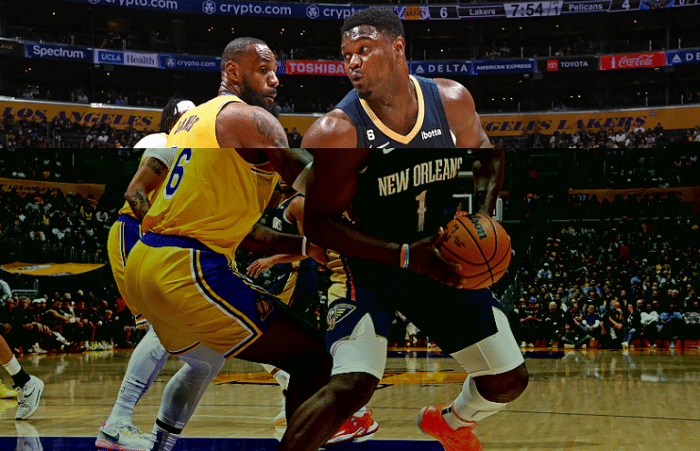 詹姆斯20+10+8湖人险胜 带伤作战累得直喘粗气赛后拥抱锡安